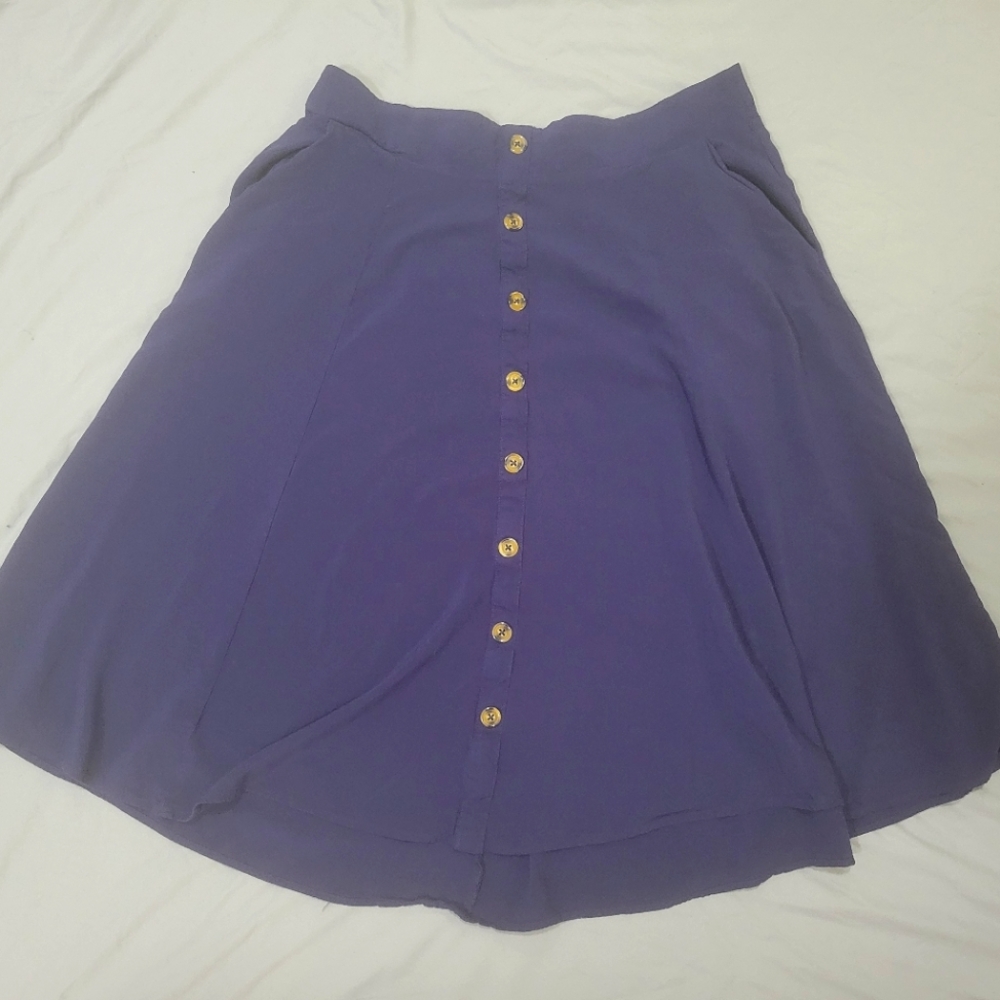 Torrid Navy Challis Button Midi Skirt with Pockets